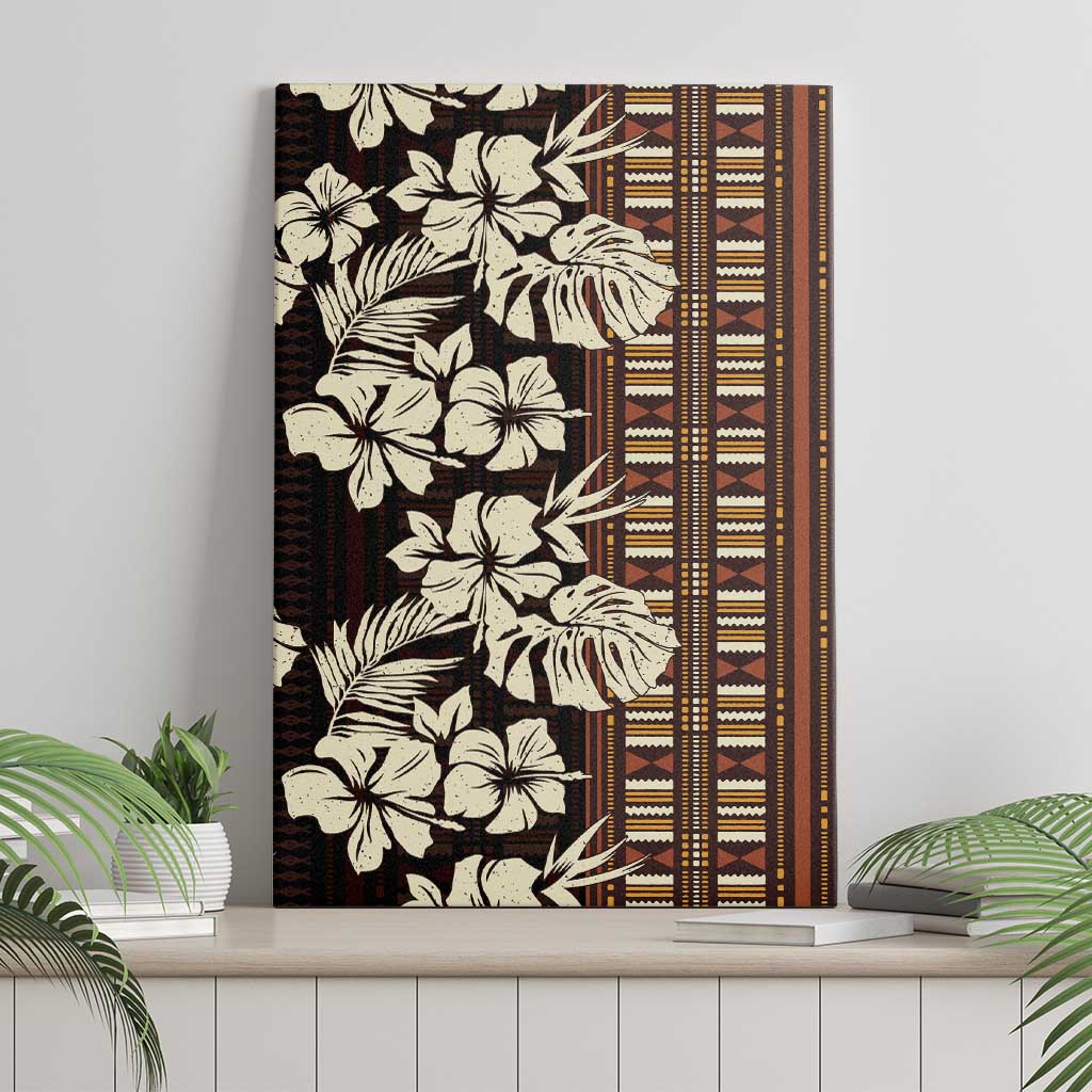 Bula Fiji Masi Canvas Wall Art Tapa Tropical Hibiscus Half Stylized - Polynesian Pride