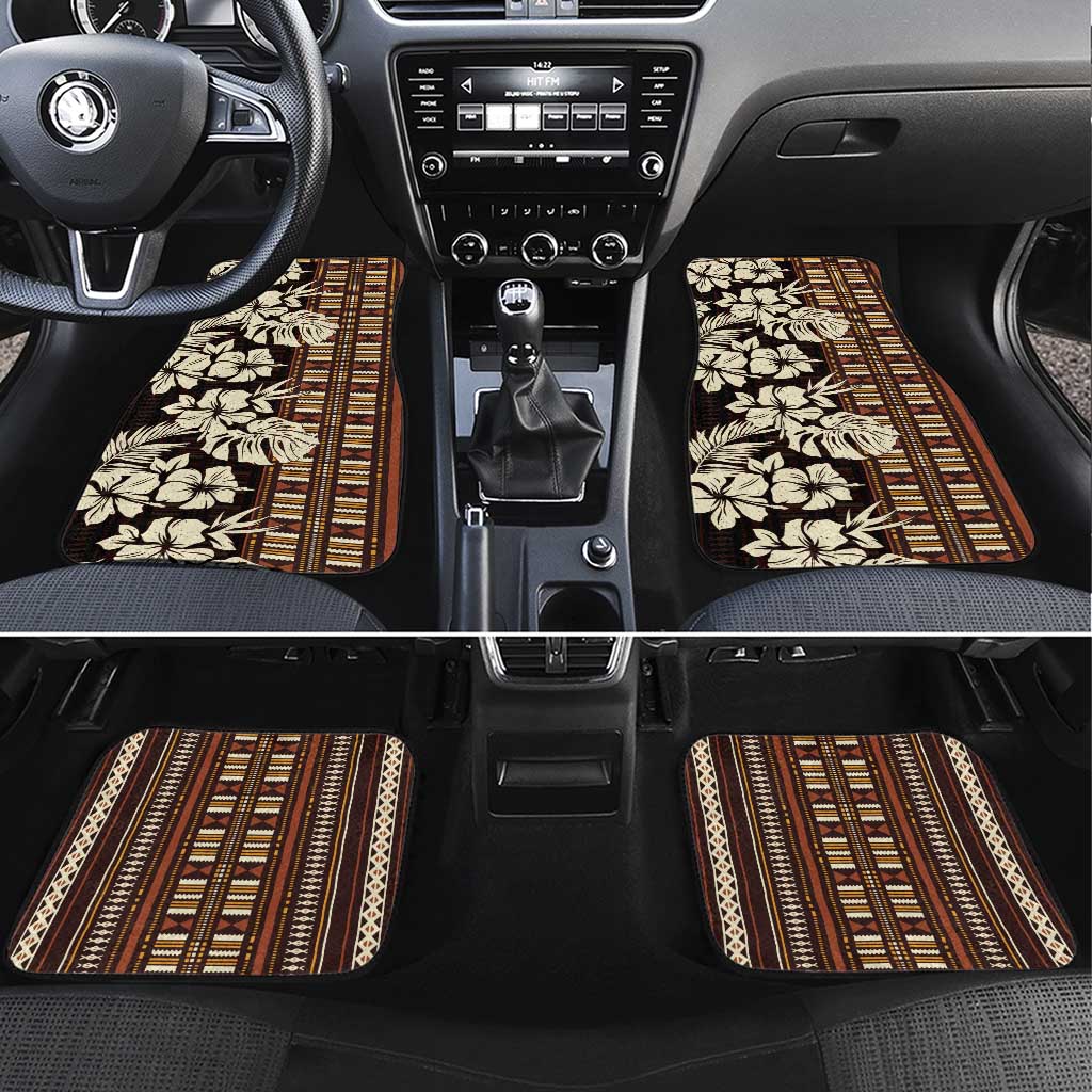 Bula Fiji Masi Car Mats Tapa Tropical Hibiscus Half Stylized - Polynesian Pride