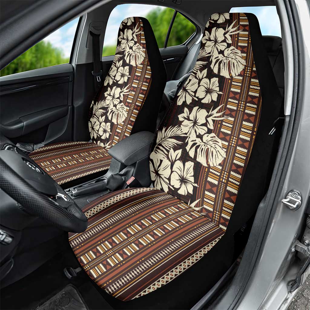 Bula Fiji Masi Car Seat Cover Tapa Tropical Hibiscus Half Stylized - Polynesian Pride