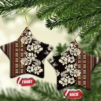 Bula Fiji Masi Ceramic Ornament Tapa Tropical Hibiscus Half Stylized - Polynesian Pride