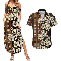 Bula Fiji Masi Couples Matching Summer Maxi Dress and Hawaiian Shirt Tapa Tropical Hibiscus Half Stylized - Polynesian Pride