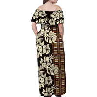 Bula Fiji Masi Family Matching Off Shoulder Maxi Dress and Hawaiian Shirt Tapa Tropical Hibiscus Half Stylized - Polynesian Pride
