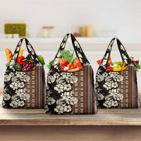 Bula Fiji Masi Grocery Bag Tapa Tropical Hibiscus Half Stylized - Polynesian Pride