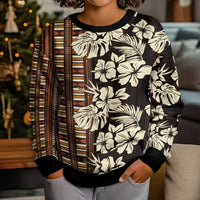 Bula Fiji Masi Kid Ugly Christmas Sweater Tapa Tropical Hibiscus Half Stylized - Polynesian Pride