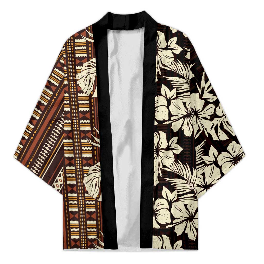 Bula Fiji Masi Kimono Tapa Tropical Hibiscus Half Stylized - Polynesian Pride