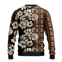 Bula Fiji Masi Ugly Christmas Sweater Tapa Tropical Hibiscus Half Stylized - Polynesian Pride