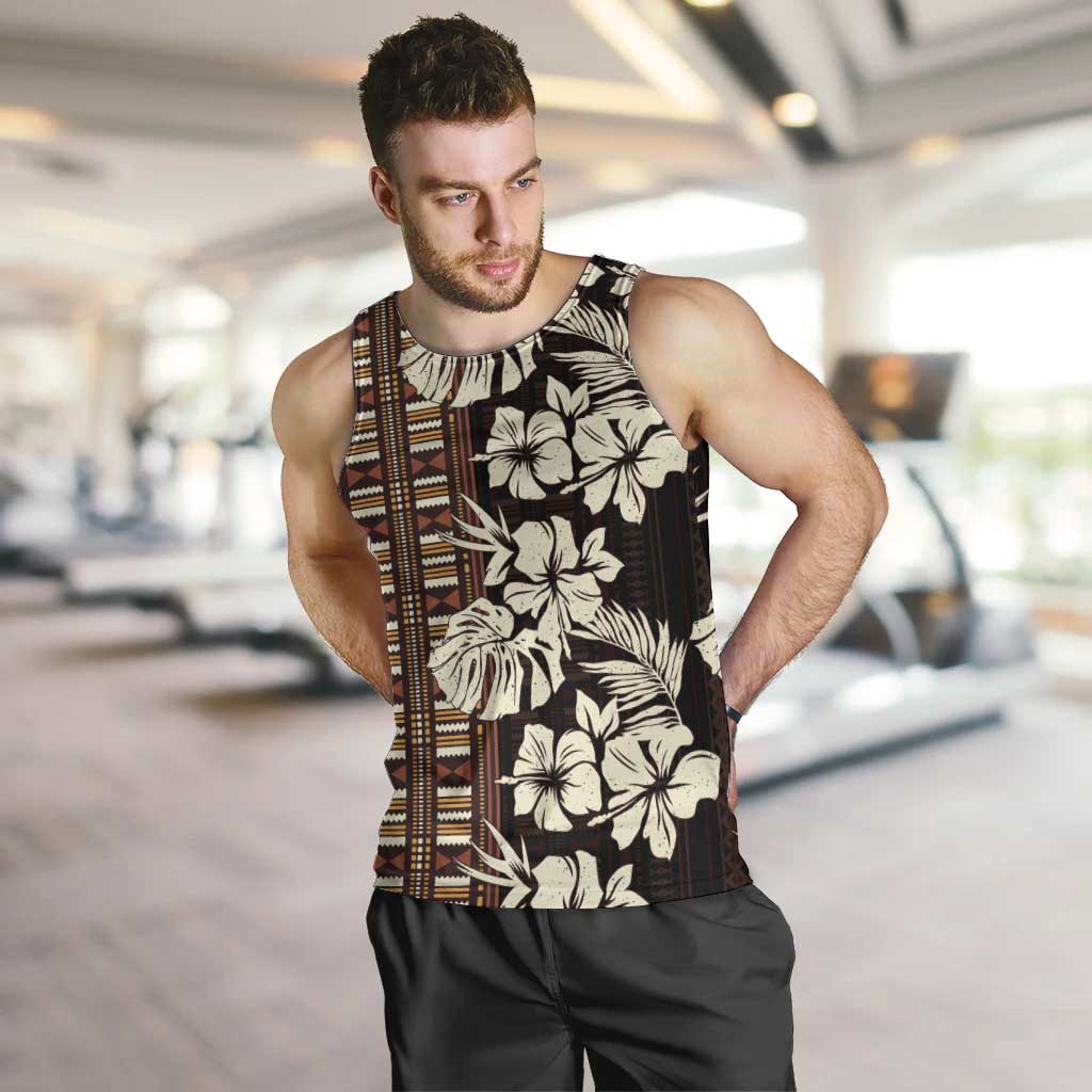 Bula Fiji Masi Men Tank Top Tapa Tropical Hibiscus Half Stylized - Polynesian Pride