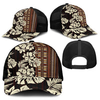 Bula Fiji Masi Mesh Trucker Cap Tapa Tropical Hibiscus Half Stylized - Polynesian Pride