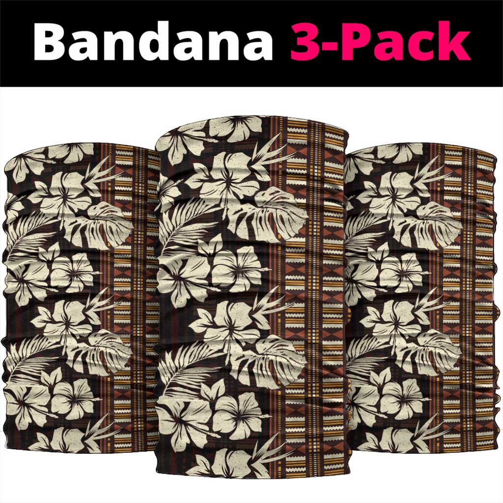 Bula Fiji Masi Neck Gaiter Tapa Tropical Hibiscus Half Stylized - Polynesian Pride