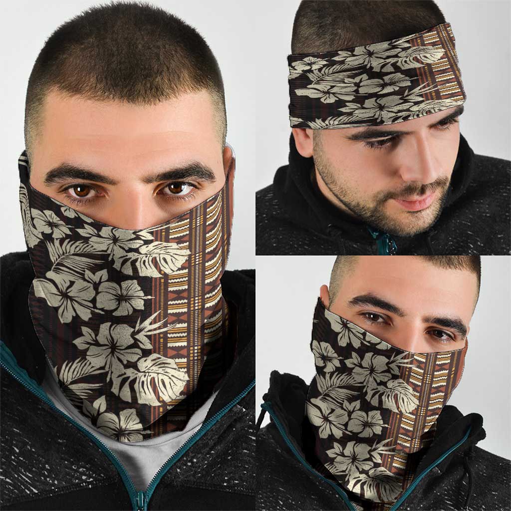 Bula Fiji Masi Neck Gaiter Tapa Tropical Hibiscus Half Stylized - Polynesian Pride