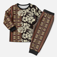 Bula Fiji Masi Christmas Pajama Set Tapa Tropical Hibiscus Half Stylized - Polynesian Pride