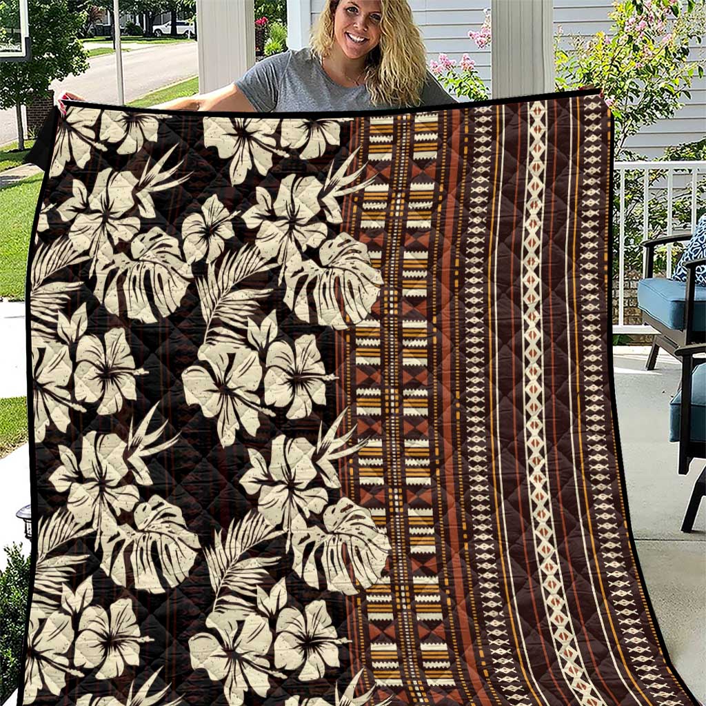 Bula Fiji Masi Quilt Tapa Tropical Hibiscus Half Stylized - Polynesian Pride