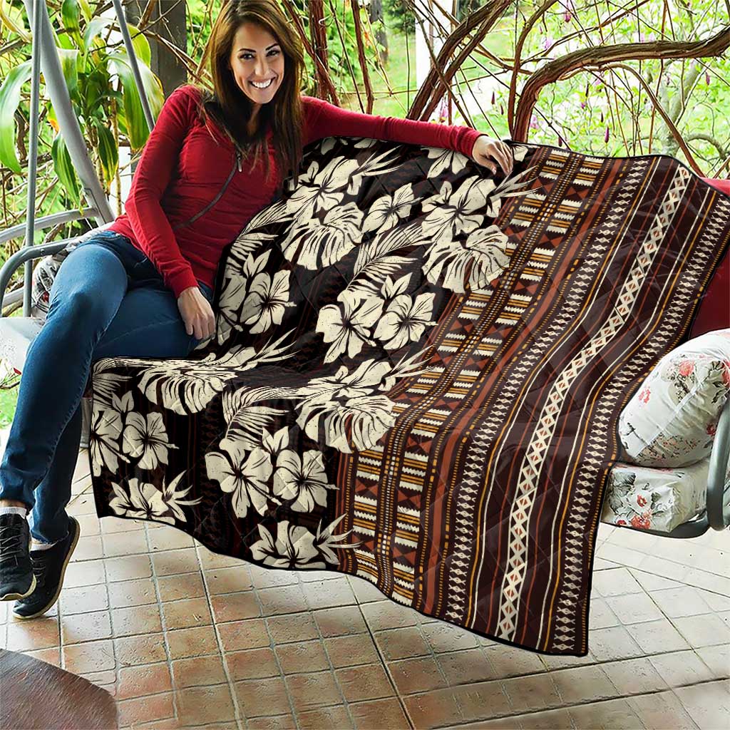Bula Fiji Masi Quilt Tapa Tropical Hibiscus Half Stylized - Polynesian Pride