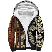 Bula Fiji Masi Sherpa Hoodie Tapa Tropical Hibiscus Half Stylized - Polynesian Pride