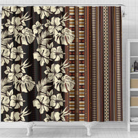 Bula Fiji Masi Shower Curtain Tapa Tropical Hibiscus Half Stylized - Polynesian Pride