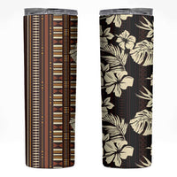 Bula Fiji Masi Skinny Tumbler Tapa Tropical Hibiscus Half Stylized - Polynesian Pride