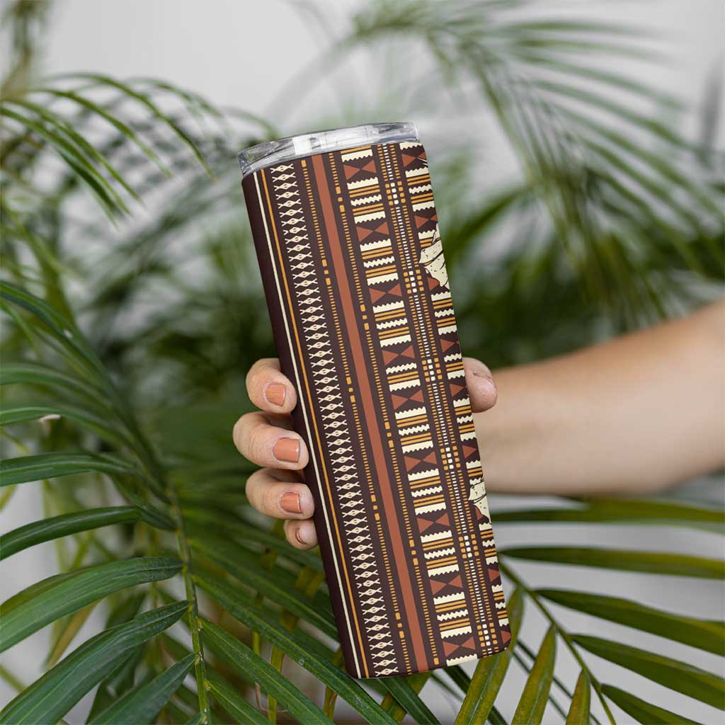 Bula Fiji Masi Skinny Tumbler Tapa Tropical Hibiscus Half Stylized - Polynesian Pride