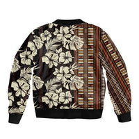 Bula Fiji Masi Sleeve Zip Bomber Jacket Tapa Tropical Hibiscus Half Stylized - Polynesian Pride