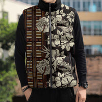 Bula Fiji Masi Sleeveless Puffer Jacket Tapa Tropical Hibiscus Half Stylized - Polynesian Pride