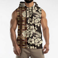 Bula Fiji Masi Sleeveless Zip Hoodie Tapa Tropical Hibiscus Half Stylized - Polynesian Pride