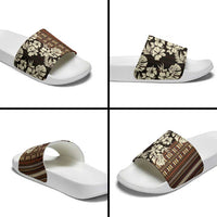 Bula Fiji Masi Slide Sandals Tapa Tropical Hibiscus Half Stylized - Polynesian Pride