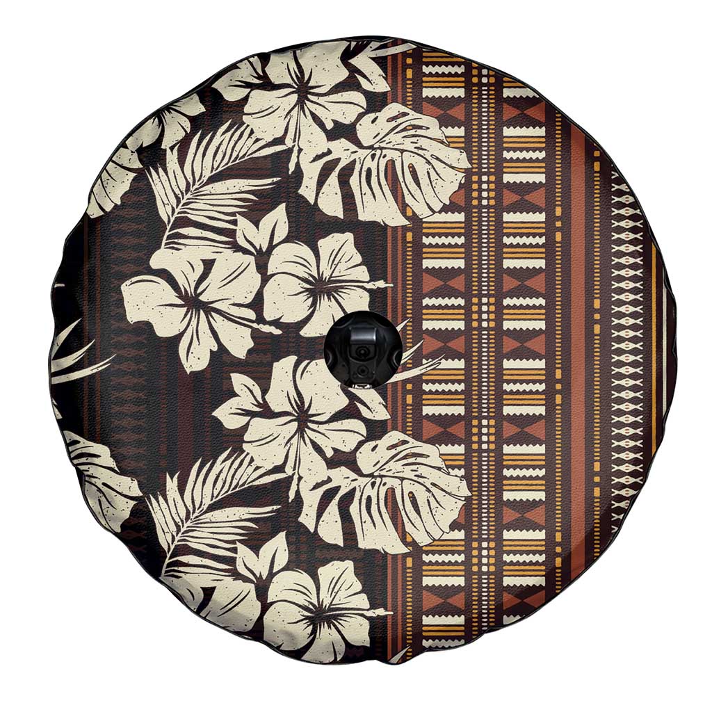 Bula Fiji Masi Spare Tire Cover Tapa Tropical Hibiscus Half Stylized - Polynesian Pride
