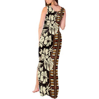 Bula Fiji Masi Tank Maxi Dress Tapa Tropical Hibiscus Half Stylized - Polynesian Pride