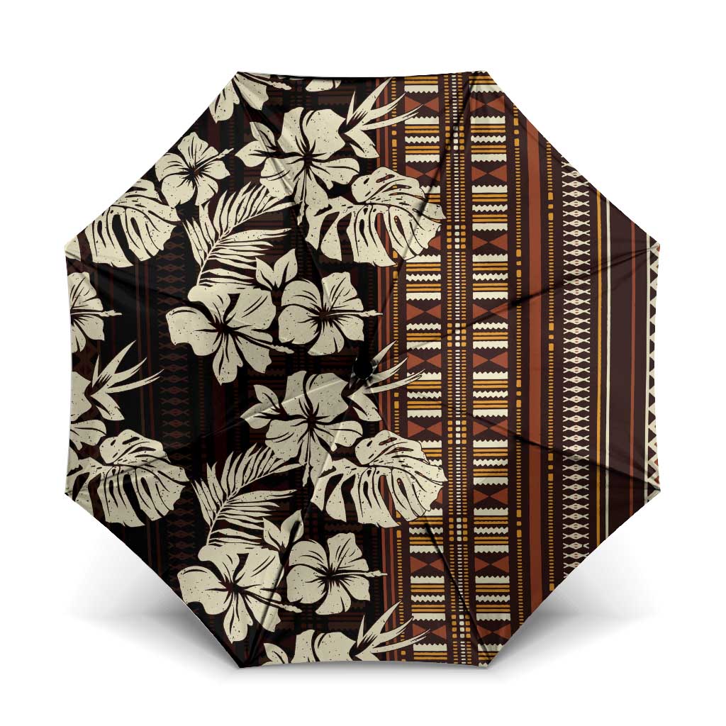 Bula Fiji Masi Umbrella Tapa Tropical Hibiscus Half Stylized - Polynesian Pride