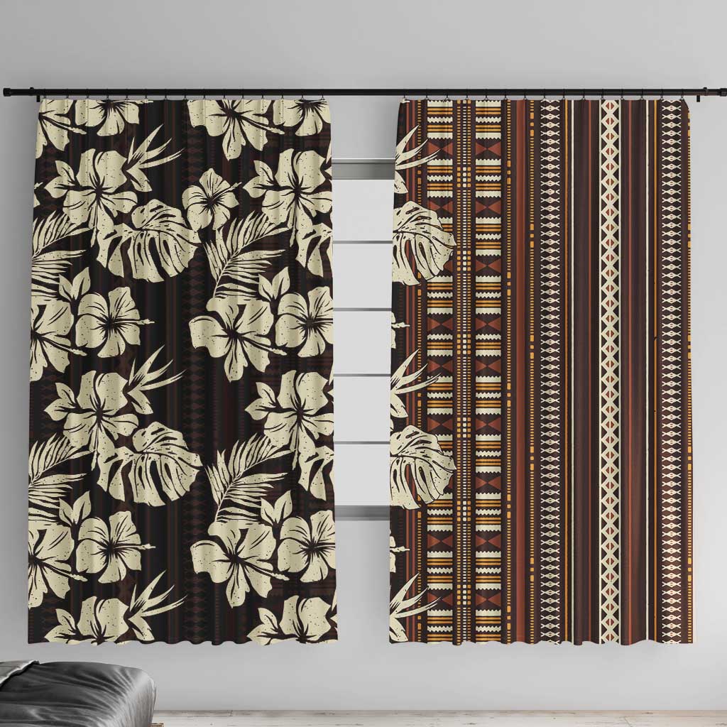 Bula Fiji Masi Window Curtain Tapa Tropical Hibiscus Half Stylized - Polynesian Pride