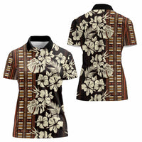 Bula Fiji Masi Women Polo Shirt Tapa Tropical Hibiscus Half Stylized - Polynesian Pride