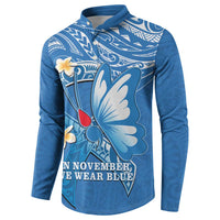 Polynesia Diabetes Awareness Month Button Sweatshirt In November We Wear Blue