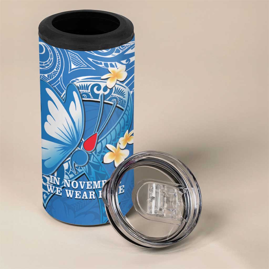 Polynesia Diabetes Awareness Month 4 in 1 Can Cooler Tumbler In November We Wear Blue