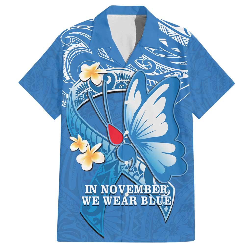 Polynesia Diabetes Awareness Month Family Matching Long Sleeve Bodycon Dress and Hawaiian Shirt In November We Wear Blue