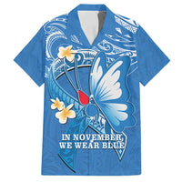 Polynesia Diabetes Awareness Month Family Matching Tank Maxi Dress and Hawaiian Shirt In November We Wear Blue