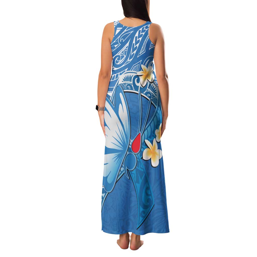 Polynesia Diabetes Awareness Month Family Matching Tank Maxi Dress and Hawaiian Shirt In November We Wear Blue