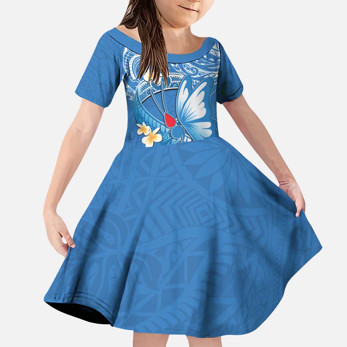Polynesia Diabetes Awareness Month Kid Short Sleeve Dress In November We Wear Blue