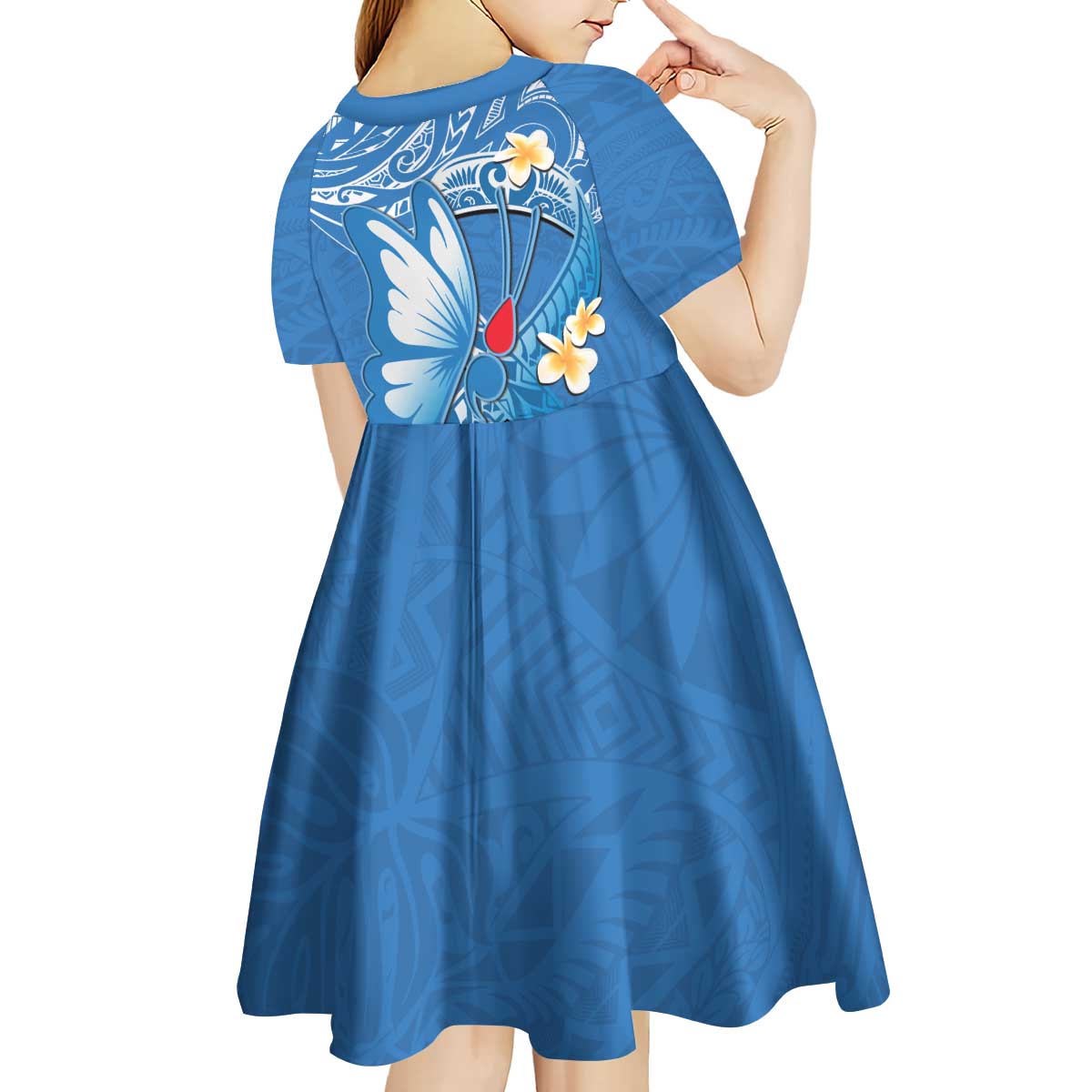 Polynesia Diabetes Awareness Month Kid Short Sleeve Dress In November We Wear Blue