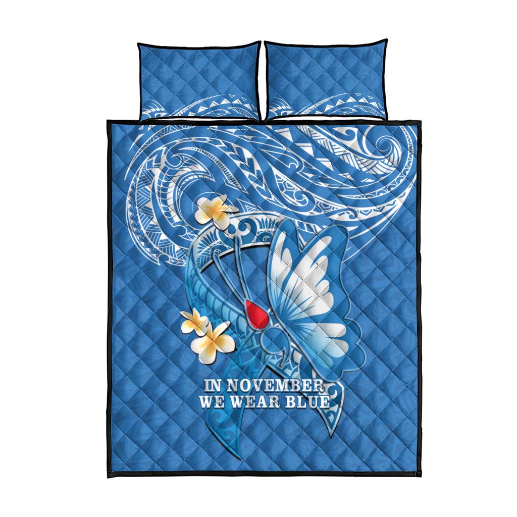 Polynesia Diabetes Awareness Month Quilt Bed Set In November We Wear Blue