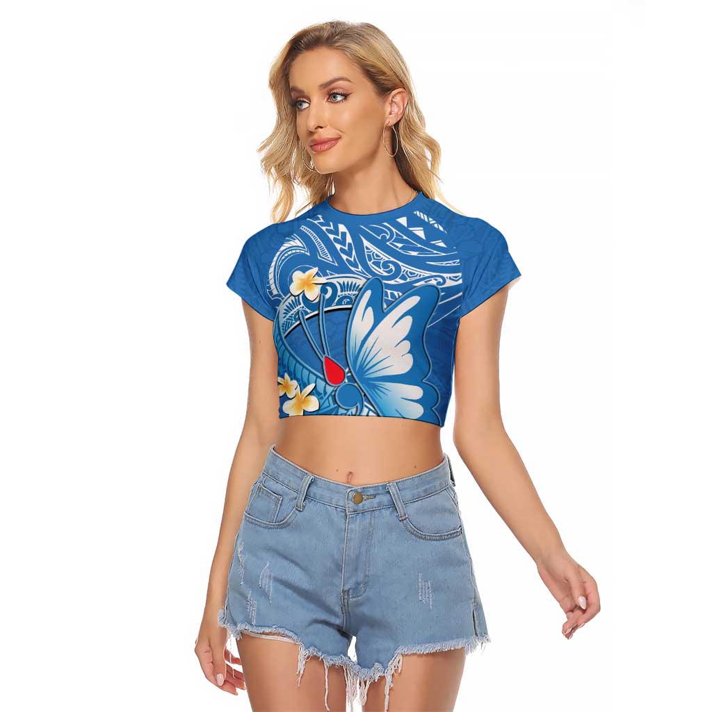 Polynesia Diabetes Awareness Month Raglan Cropped T Shirt In November We Wear Blue