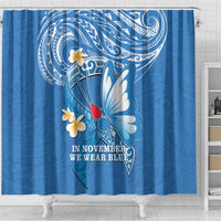 Polynesia Diabetes Awareness Month Shower Curtain In November We Wear Blue