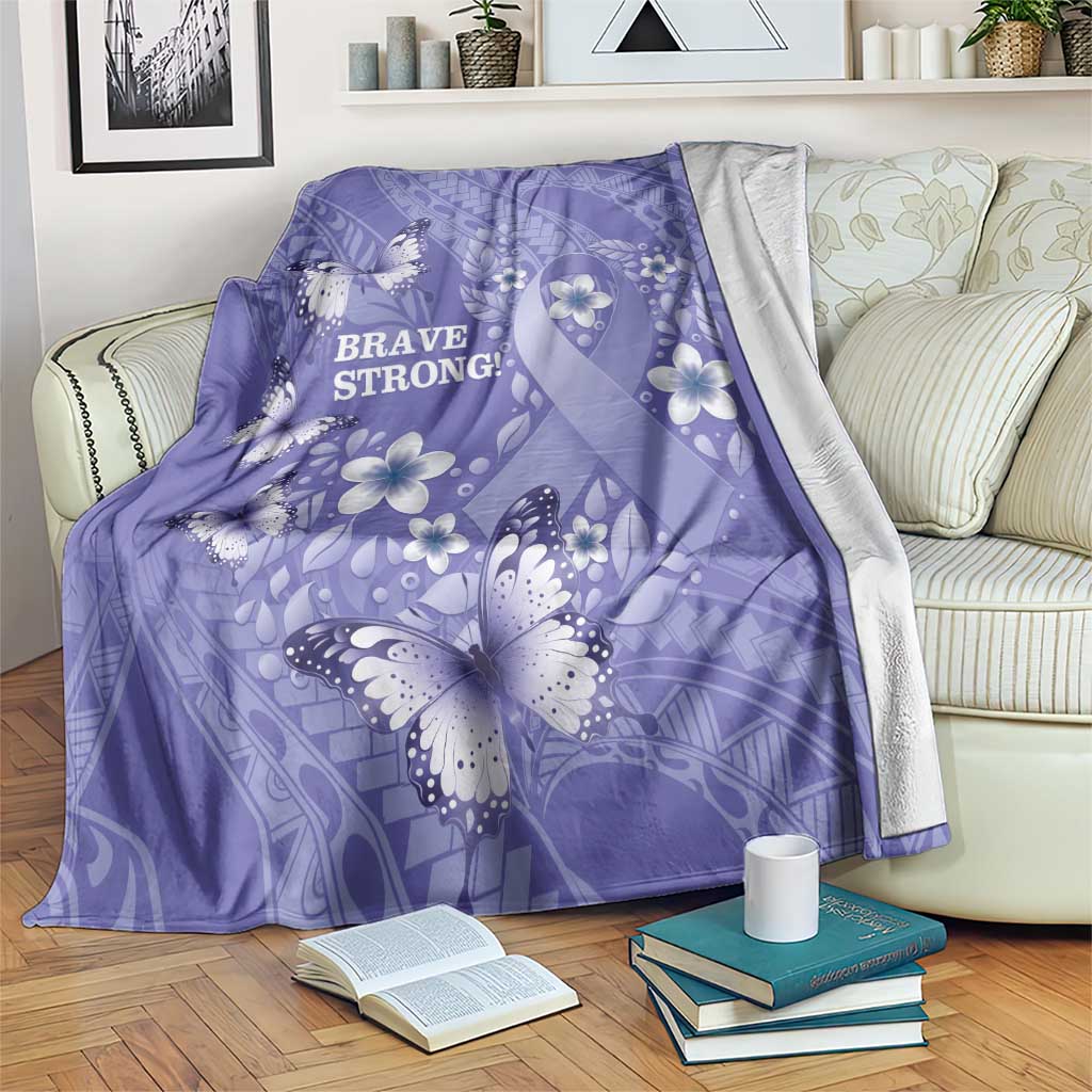 Polynesia Stomach Cancer Awareness Blanket Periwinkle Ribbon Brave Strong!