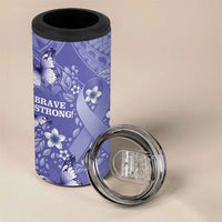 Polynesia Stomach Cancer Awareness 4 in 1 Can Cooler Tumbler Periwinkle Ribbon Brave Strong!