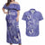 Polynesia Stomach Cancer Awareness Couples Matching Off Shoulder Maxi Dress and Hawaiian Shirt Periwinkle Ribbon Brave Strong!