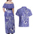 Polynesia Stomach Cancer Awareness Couples Matching Off Shoulder Maxi Dress and Hawaiian Shirt Periwinkle Ribbon Brave Strong!