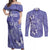 Polynesia Stomach Cancer Awareness Couples Matching Off Shoulder Maxi Dress and Long Sleeve Button Shirt Periwinkle Ribbon Brave Strong!
