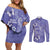 Polynesia Stomach Cancer Awareness Couples Matching Off Shoulder Short Dress and Long Sleeve Button Shirt Periwinkle Ribbon Brave Strong!