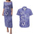 Polynesia Stomach Cancer Awareness Couples Matching Puletasi and Hawaiian Shirt Periwinkle Ribbon Brave Strong!