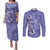 Polynesia Stomach Cancer Awareness Couples Matching Puletasi and Long Sleeve Button Shirt Periwinkle Ribbon Brave Strong!