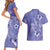 Polynesia Stomach Cancer Awareness Couples Matching Short Sleeve Bodycon Dress and Hawaiian Shirt Periwinkle Ribbon Brave Strong!