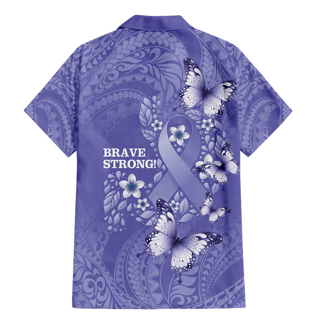 Polynesia Stomach Cancer Awareness Family Matching Mermaid Dress and Hawaiian Shirt Periwinkle Ribbon Brave Strong!